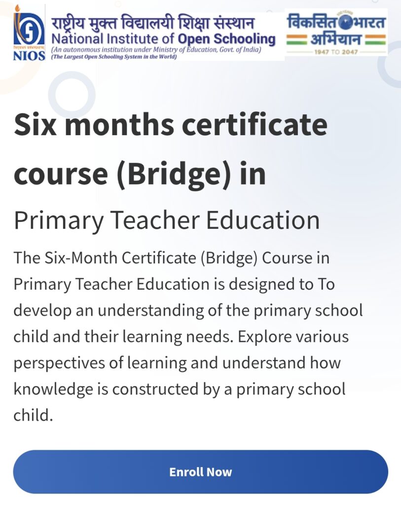 NIOS Bridge Course for Primary B.Ed. Teachers